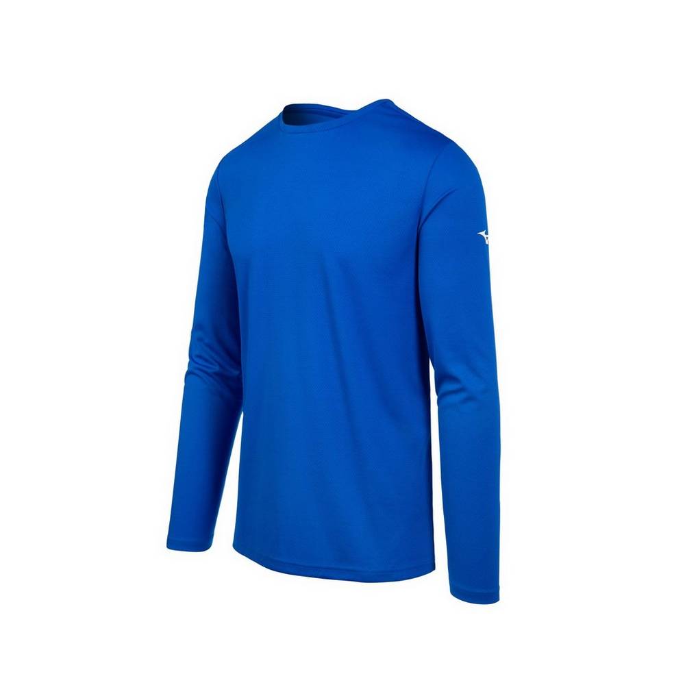 Camisetas Mizuno Long Sleeve Hombre Azul Real Outlet XIOS-63297